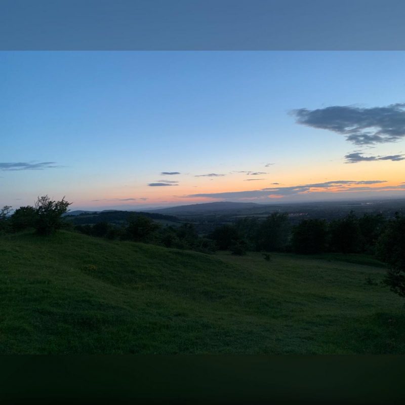 Sunset image taken 2 thirds of the way up the hill to Broadway Tower, the Malvern Hills sneak into the background